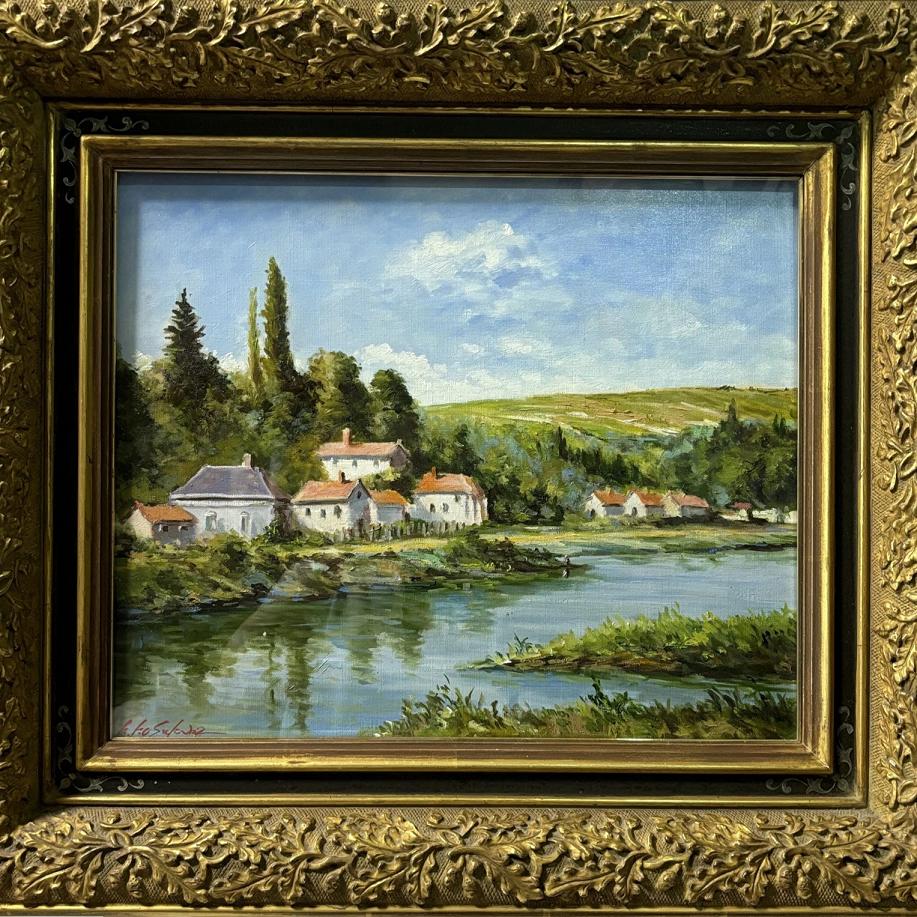 楽天市場】絵画 油絵 ロワール川畔 F8 日下部寛 直筆 8号 額装 額入り