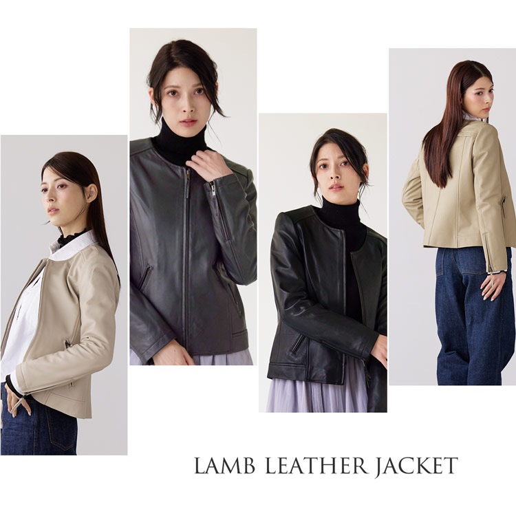 楽天市場】レザージャケット レディース ノーカラー ラム ナッパ 本革