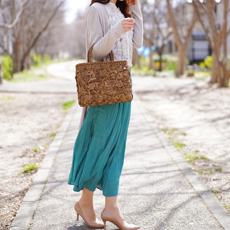 楽天市場】山葡萄 かごバッグ バッグ かご 籠 流れ花編み 山葡萄バッグ