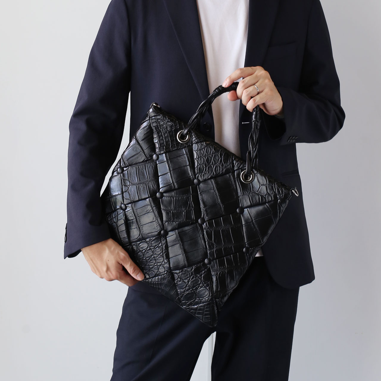 楽天市場】クロコダイル ダイヤ柄 編み込みデザイン 2way トートバッグ