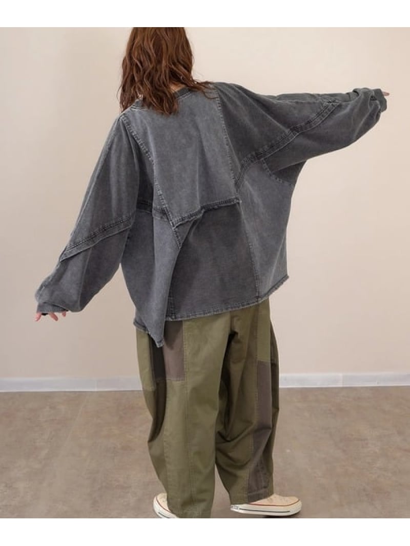 楽天市場】mililopiulu/ミリロピュール ケミカルデニム裏毛ドルマン