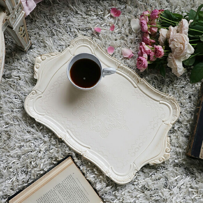 楽天市場】フィレンツェトレー 43x26cm ホワイト TORTORA // お盆 お