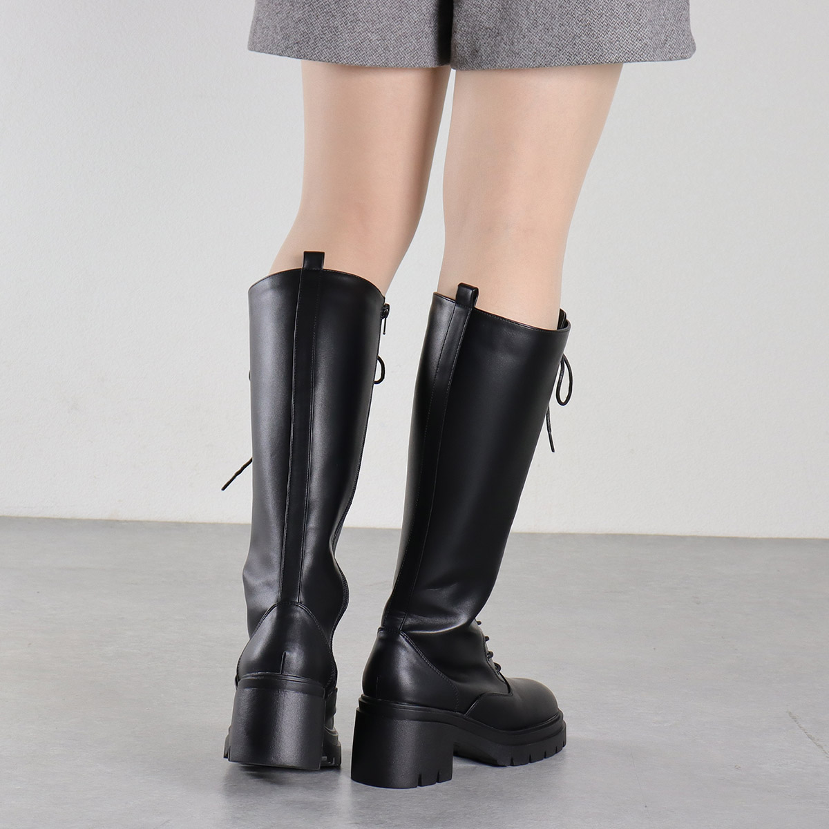 楽天市場】ブーツ レディース レースアップ 靴紐 編み上げ ロング