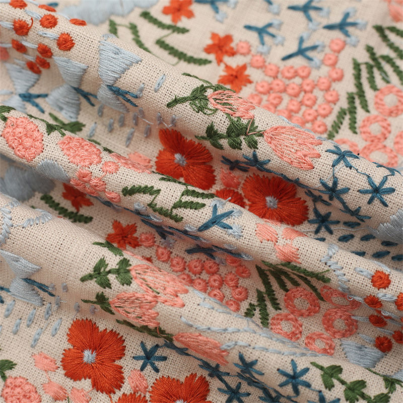 楽天市場】送料無料 幅120cm 90cm単位 生地 布 刺繍生地 花柄 植物柄