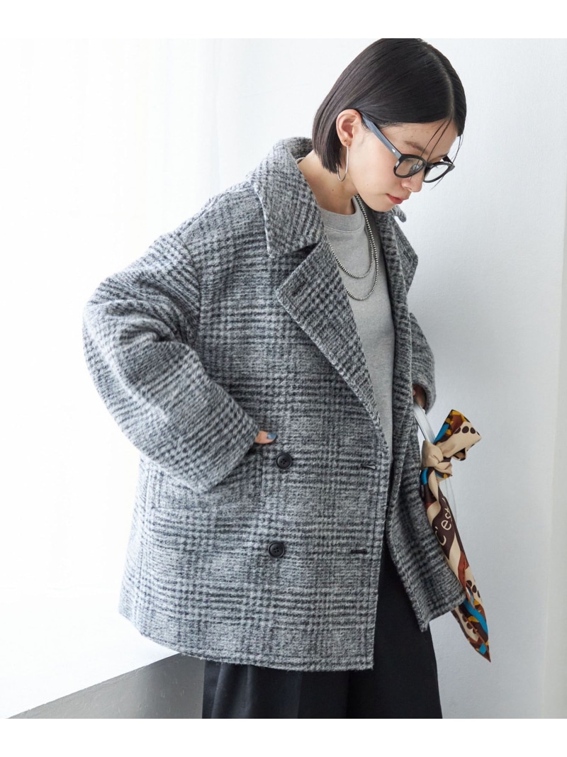 楽天市場】【SALE／30%OFF】スライバー チェック ショート Pコート