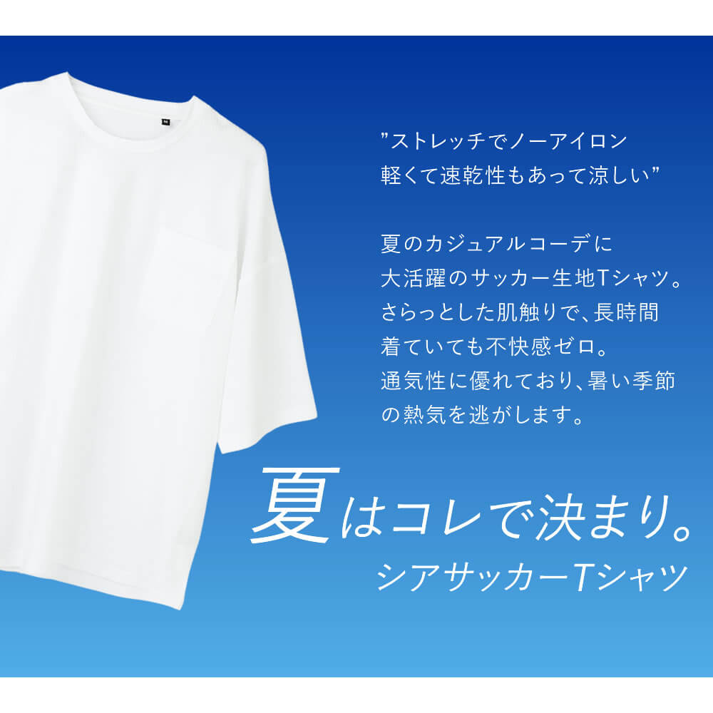 楽天市場】tシャツ メンズ 半袖 tシャツ 無地 シアサッカー 夏 T 五分