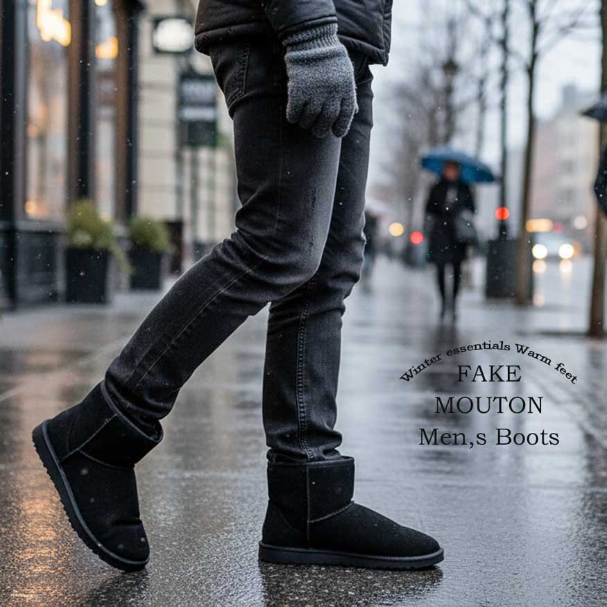 楽天市場】ブーツ メンズ ムートンブーツ ショートブーツ もこもこ