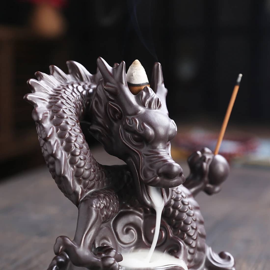 楽天市場】【お香コーン15pcs付】逆流香バーナー 龍 led お香立て 線香