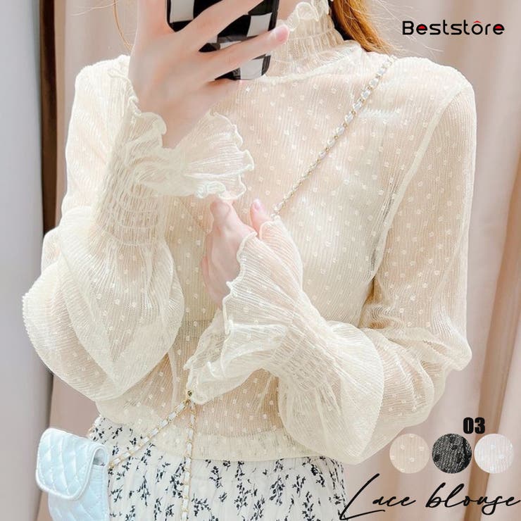楽天市場】Beststore フリル レースシアーブラウス シャーリング