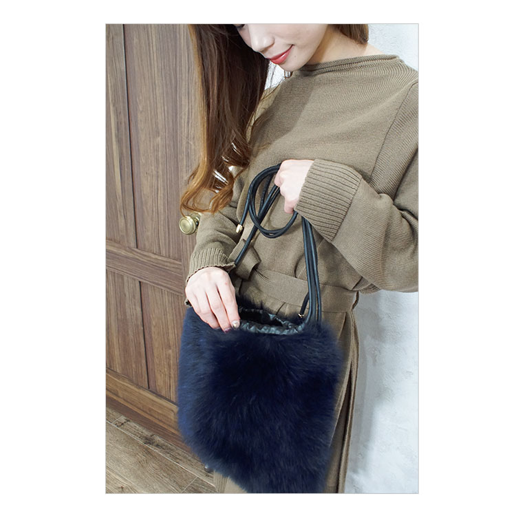 楽天市場】フォックスファー巾着バッグ リアルファー ポーチ