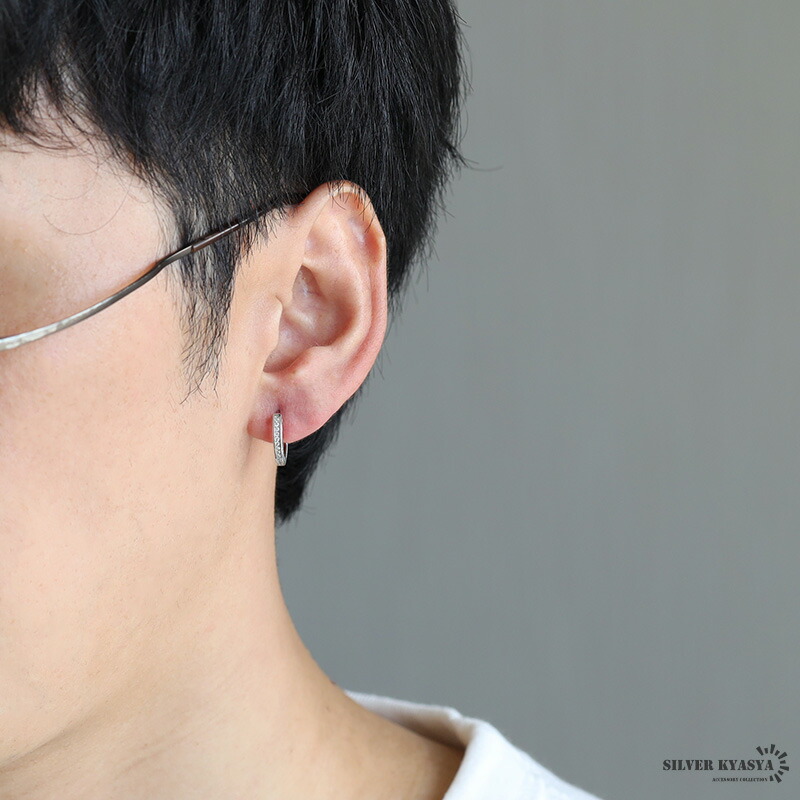 楽天市場】シルバー925素材 フープピアス シルバー silver メンズ S925