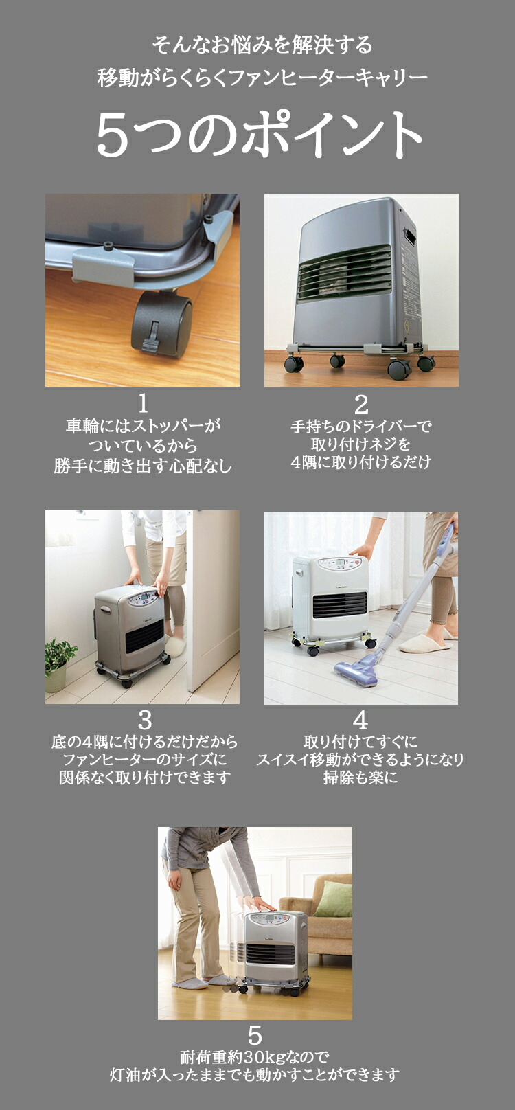 楽天市場】移動がらくらくファンヒーターキャリー 【石油ファン