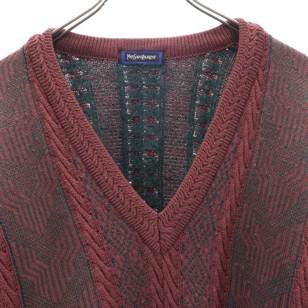 楽天市場】イヴサンローラン 90s ウール100％ Vネック 総柄 ニット L