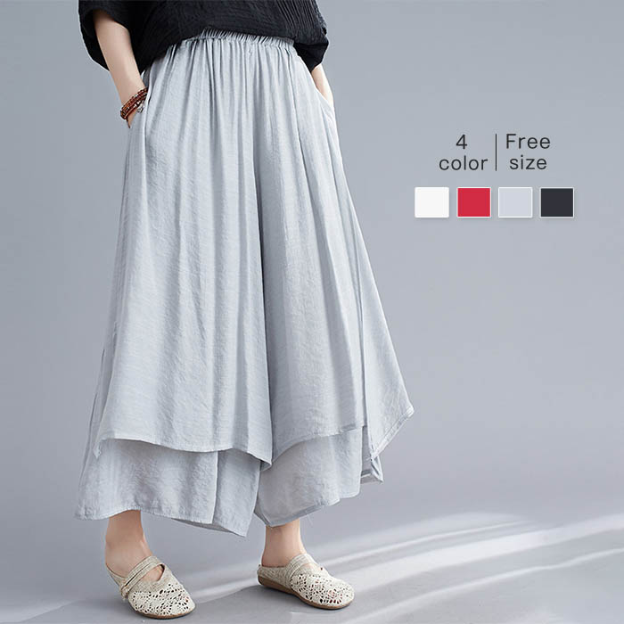 楽天市場】ガウチョパンツ 白（ボトムス｜レディースファッション）の通販