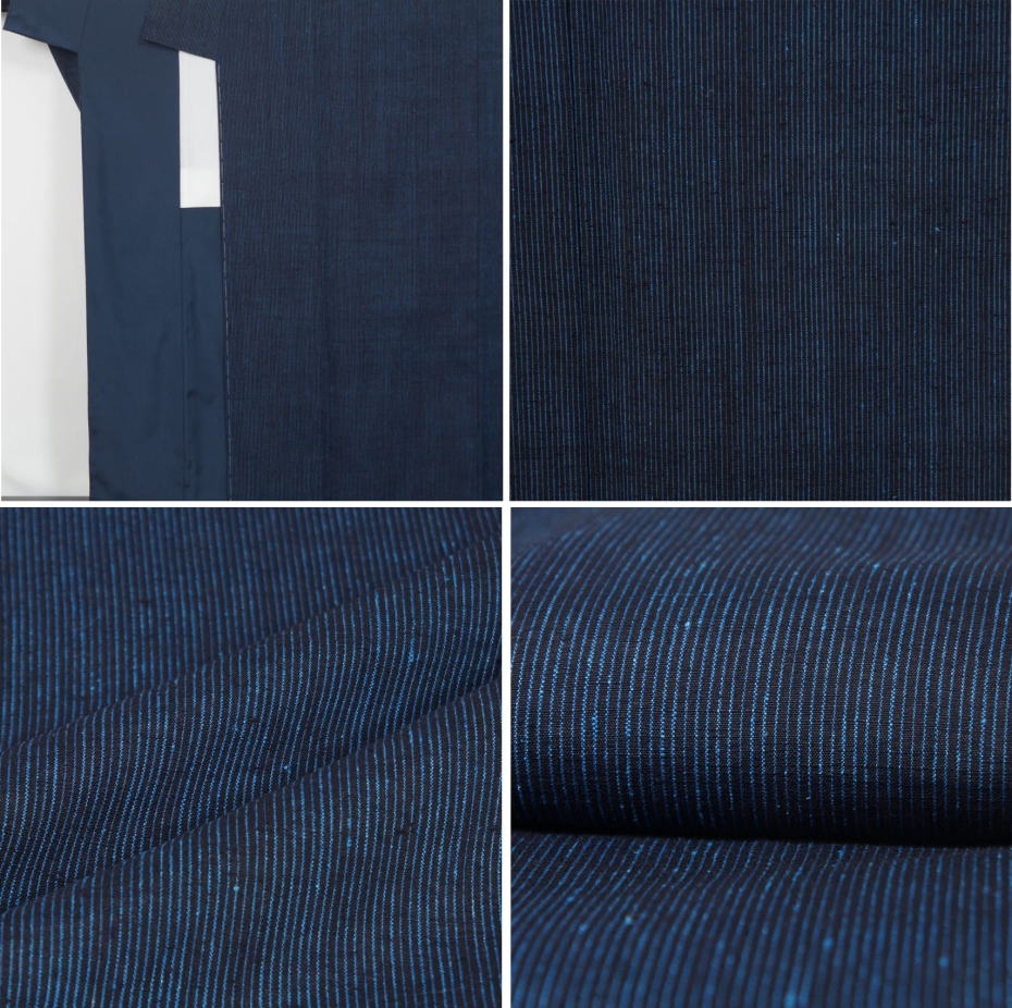 楽天市場】未使用品 重要無形文化財 本場結城紬 濃紺 縞模様 結城 紬