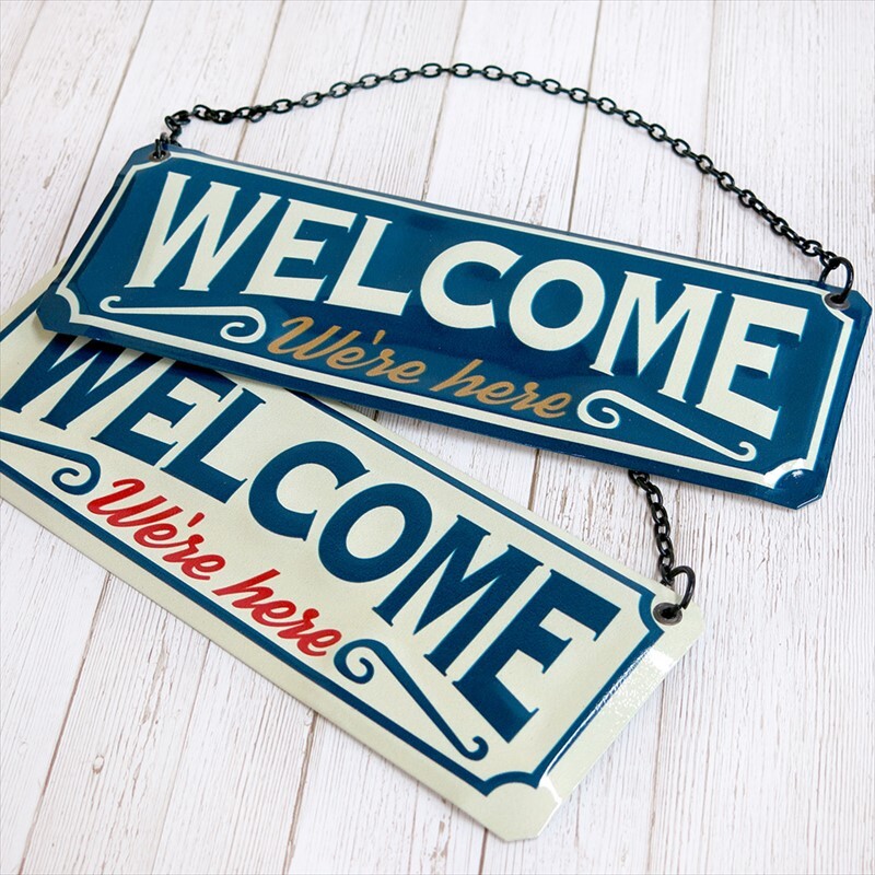 楽天市場】サインプレート welcome キーストーン アイボリー ネイビー