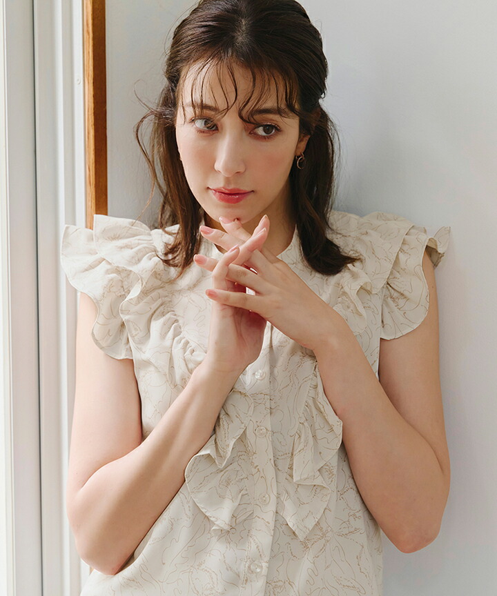 楽天市場】【新色追加】 花柄フリルシャツブラウス レディース フリル