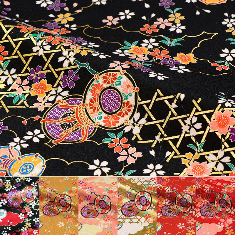 楽天市場】和柄 生地 京 金彩友禅 籠目垣に鼓 (全7色) 10cm単位