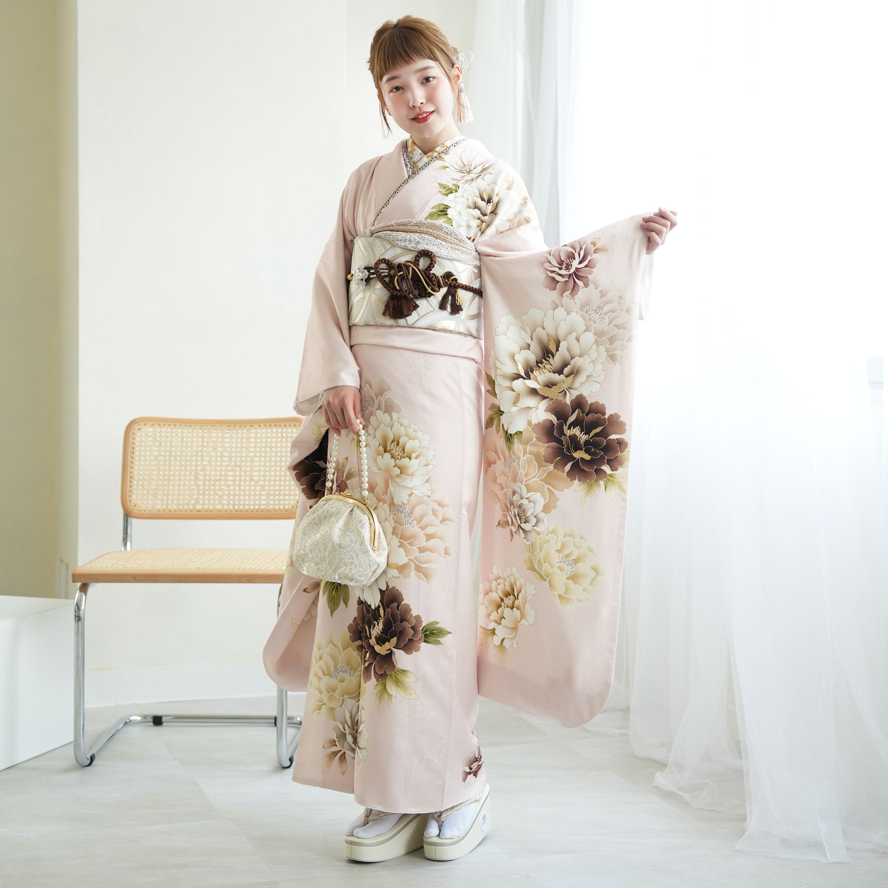 楽天市場】【レンタル】【振袖 正絹着物+袋帯 21点セット 絵羽 桜色に