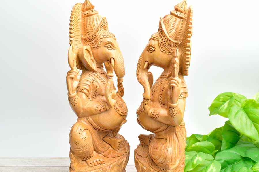 楽天市場】ガネーシャ 木彫り 置物□インド産カダムウッド□【約965g