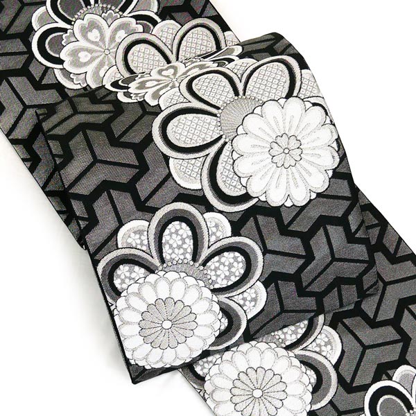 楽天市場】袋帯 西陣織 仕立て付 成人式 振袖 fo-054 黒 ブラック 銀