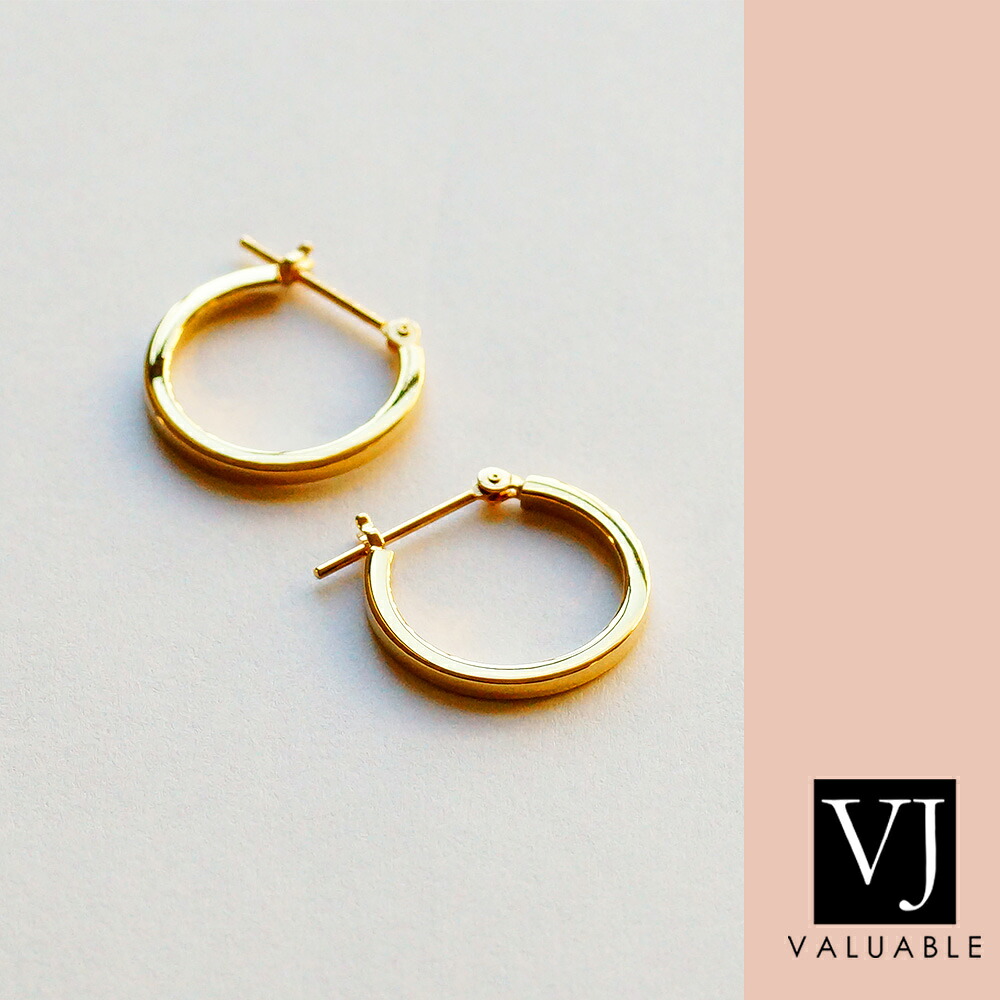 楽天市場】18金 メンズ スクエア フープ ピアス 18k イエローゴールド