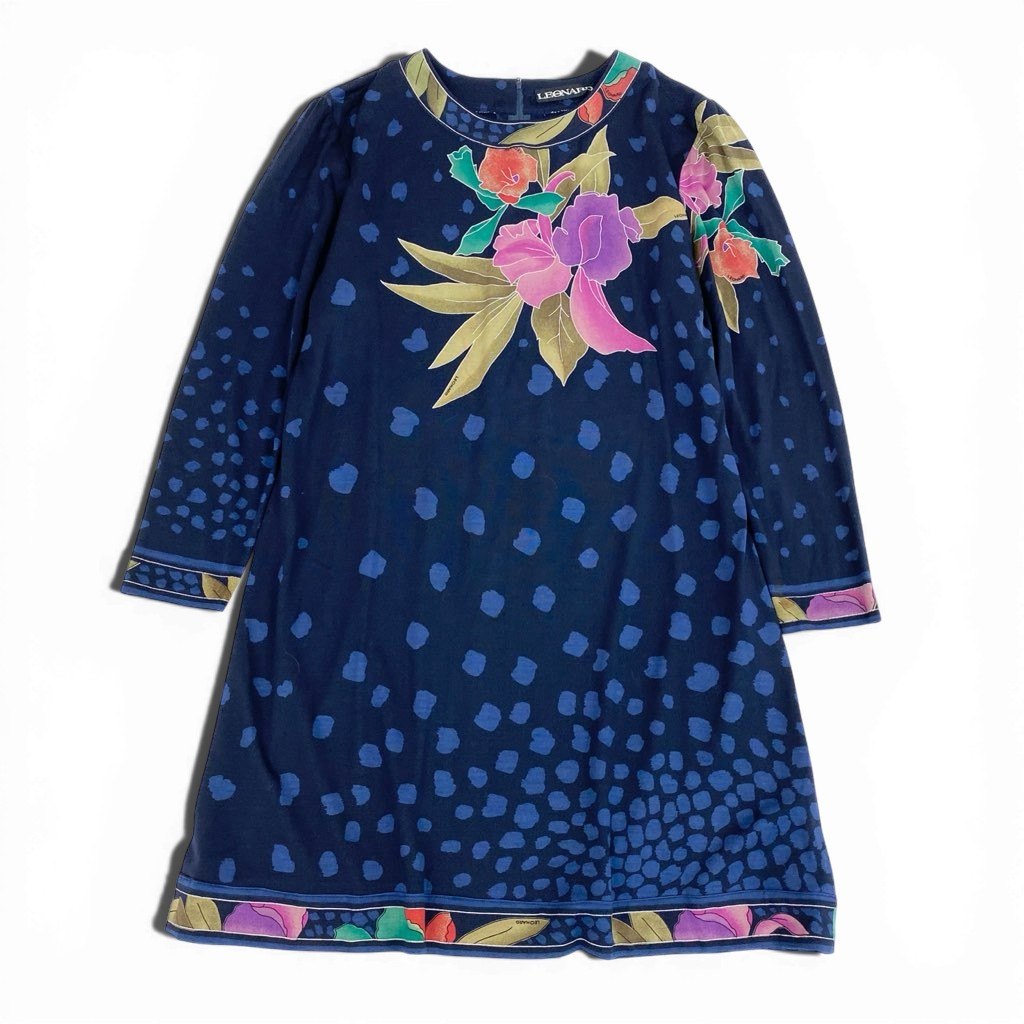タグ付き新品☆LEONARD レオナール ミニワンピース チュニック 半袖 40