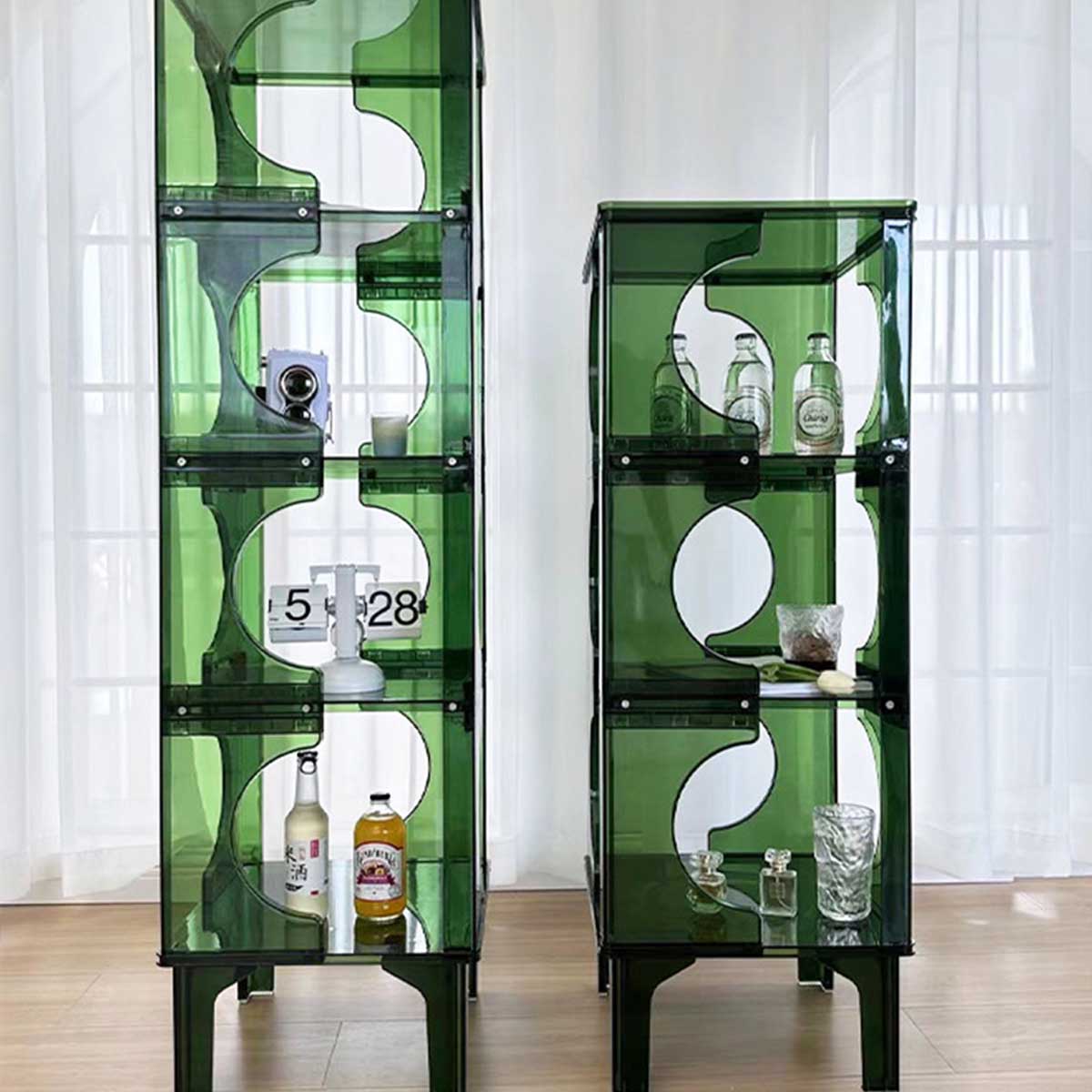 楽天市場】[3段] VeroMan クリア 収納棚 グリーン ラック アクリル