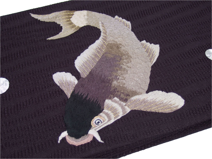 楽天市場】【撫松庵】半幅帯「鯉（黒）」 : 和工房みやお