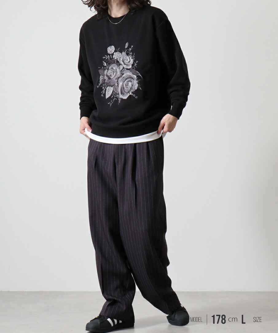 楽天市場】【冬物クリアランス 送料無料】薔薇刺繍トレーナー 裏起毛