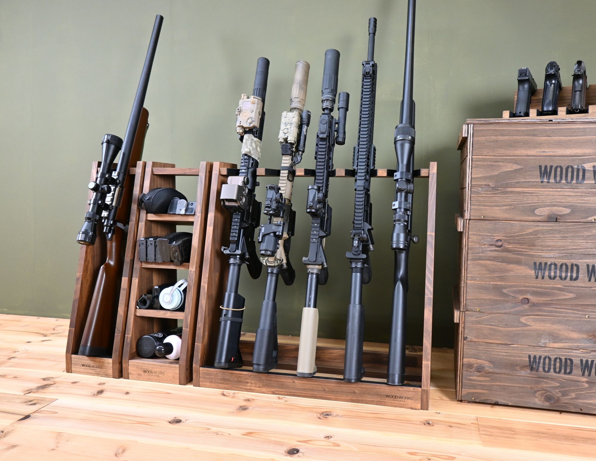 楽天市場】月間優良ショップ連続受賞 WOODWORKS ガンスタンド 5丁掛