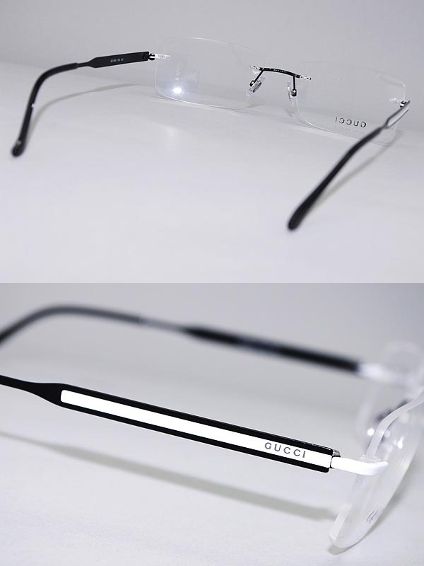 楽天市場】GUCCI 眼鏡 縁無し/フチ無し ブラック×ホワイト グッチ