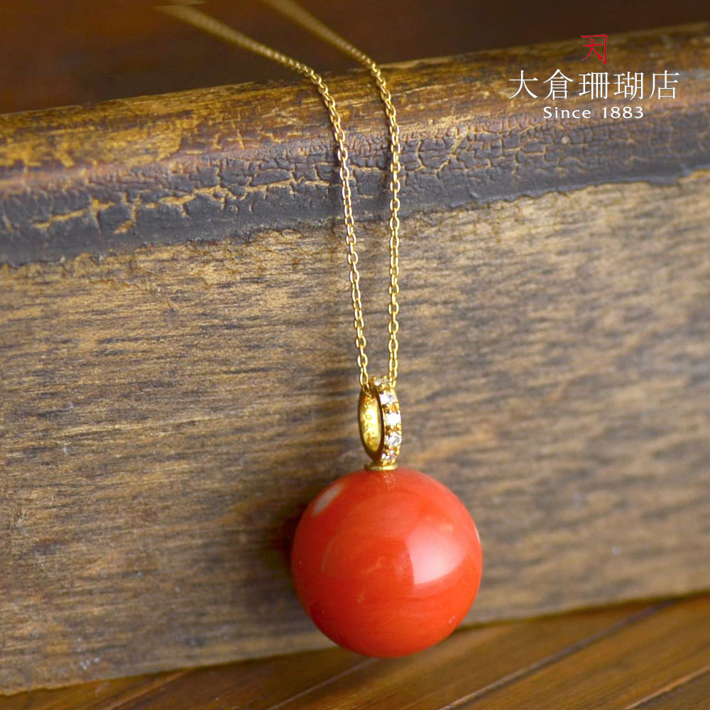 楽天市場】モモイロ 珊瑚 サンゴ さんご 18金 K18 丸珠 ペンダント