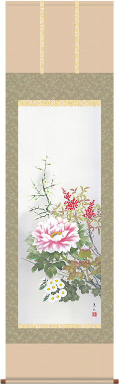 楽天市場】掛軸 掛け軸 年中掛け 四季花 幸田薫風 尺五立 約横54.5cm