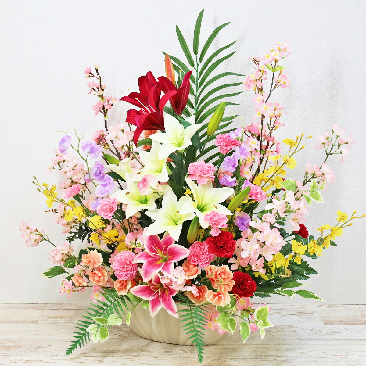 楽天市場】造花 カサブランカを使用した晴れやかな式典のための横長