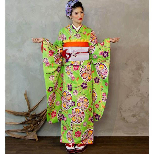 楽天市場】振袖・帯・襦袢3点セット 和遊日 wayu-bi 成人式 黄緑色