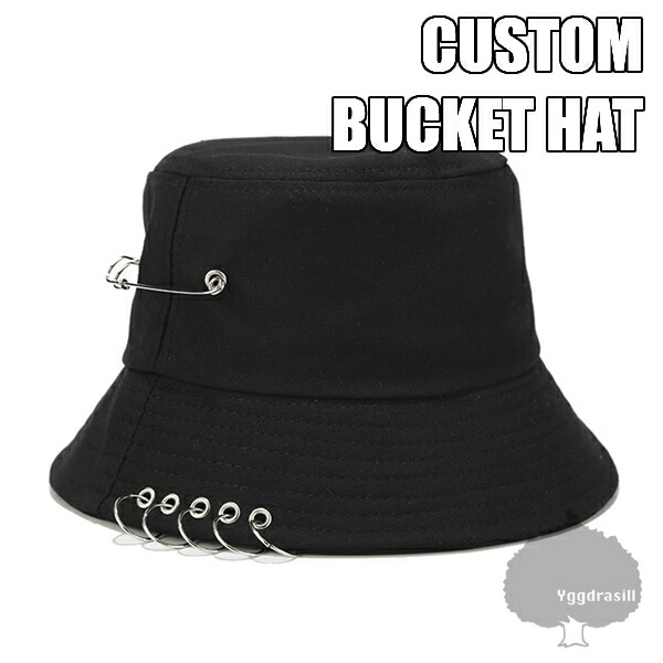 楽天市場】バケットハット サファリハット 安全ピン 5リング付き 黒