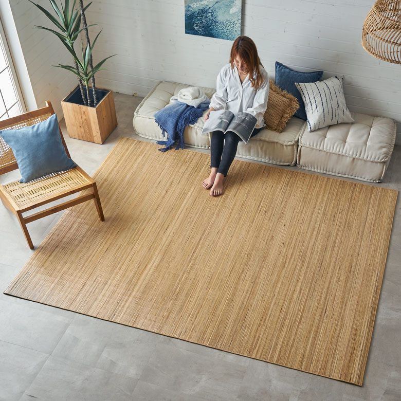 楽天市場】籐むしろ ラタンカーペット ラグサイズ 約140×200cm ラタン