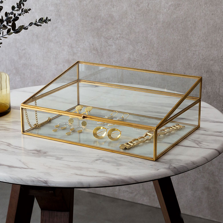 楽天市場】ガラスと真鍮でできたジュエリーボックス Brass ガラス