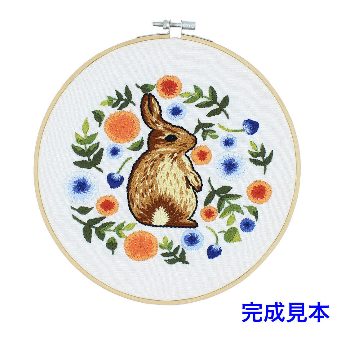 楽天市場】刺繍キット【うさぎ】【直径約20cm】【刺繍枠付き】sgy-1833