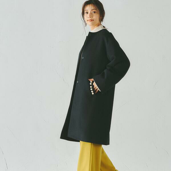 楽天市場】ポケットパール付きノーカラーコート／ドロワットロート
