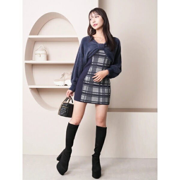 楽天市場】リボンフェザーアンサンブルニットワンピース／リップ