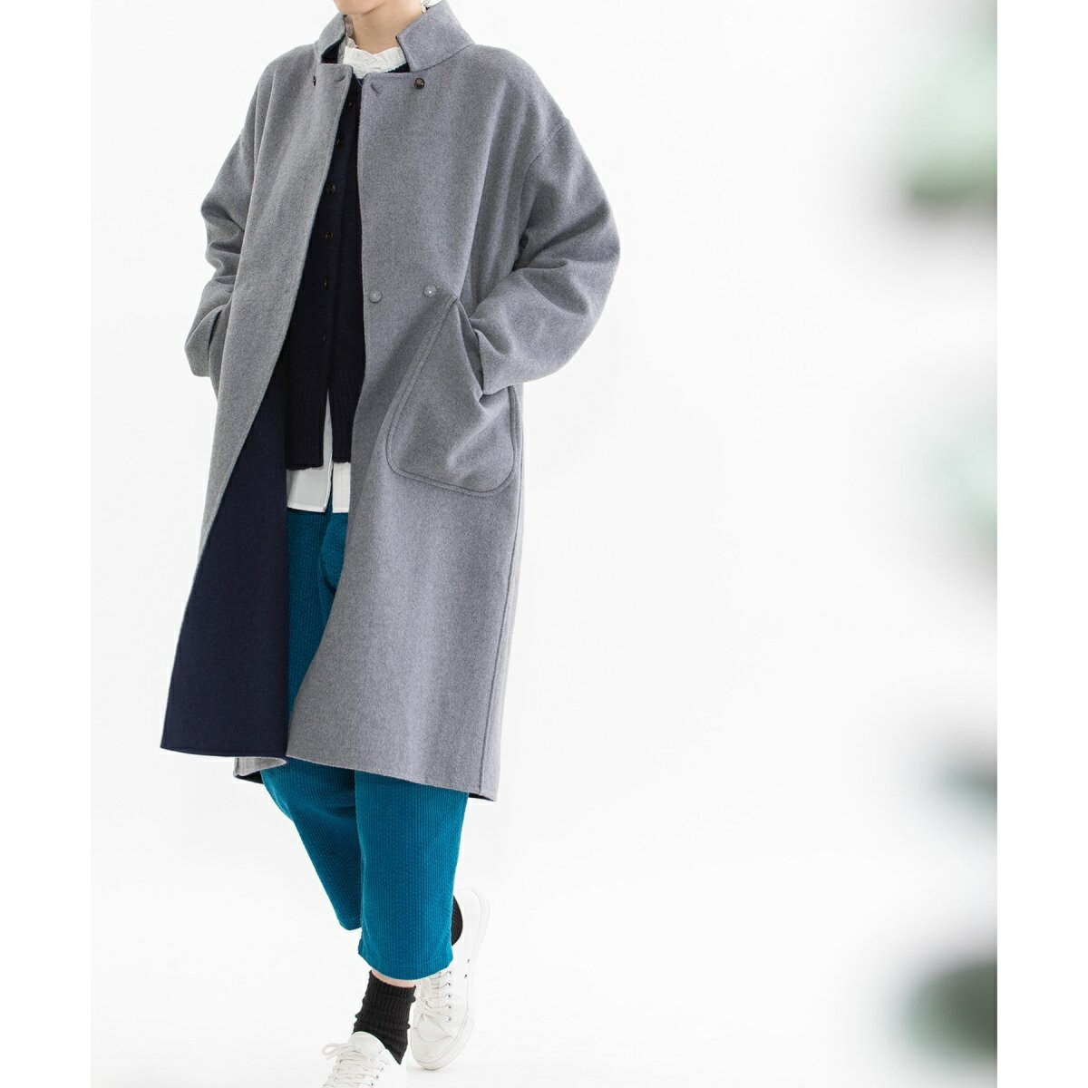 楽天市場】ダブルフェイスリバーシブルスタンド襟コート