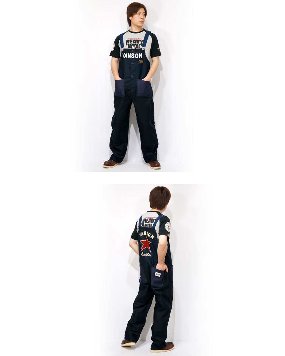 楽天市場】バンソン スター刺繍 デッキ オーバーオール メンズ 新作