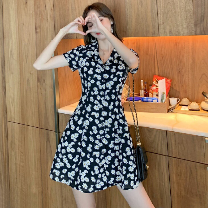 楽天市場】送料無料 フレアシャツワンピース 花柄 ドレスワンピ ミニ丈