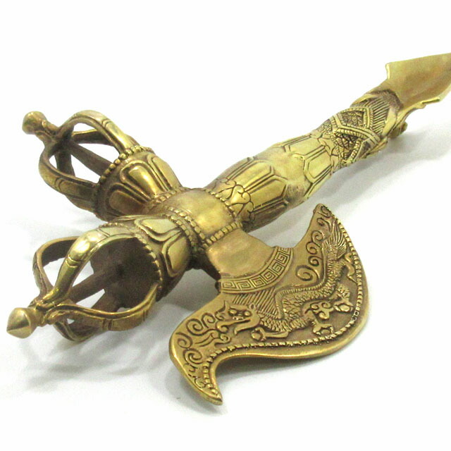 楽天市場】プルパ カルタリ 一体型 独鈷杵 長さ約30cm 真鍮 金剛杵