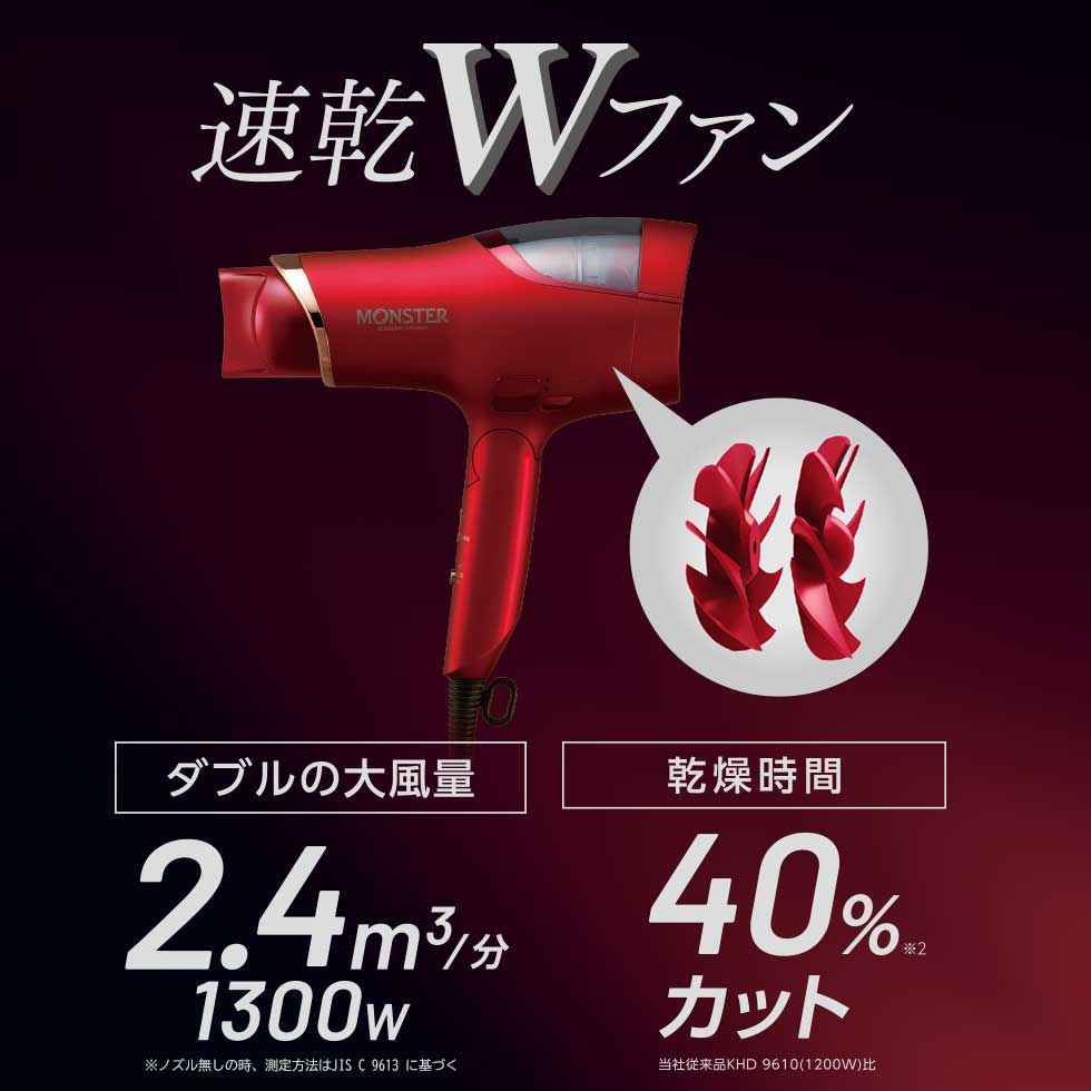 楽天市場】コイズミ ダブルファンドライヤー モンスター (KHD-W910/K