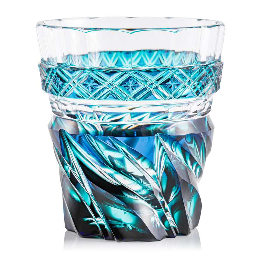 二色タンブラー cut212／ルリ緑 – TSUCHI-YA │ ガラスの器と工芸