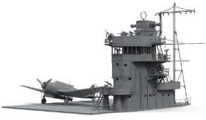 日本海軍 空母 赤城 艦橋 w/飛行甲板 + 九七式艦上攻撃機【BSF001