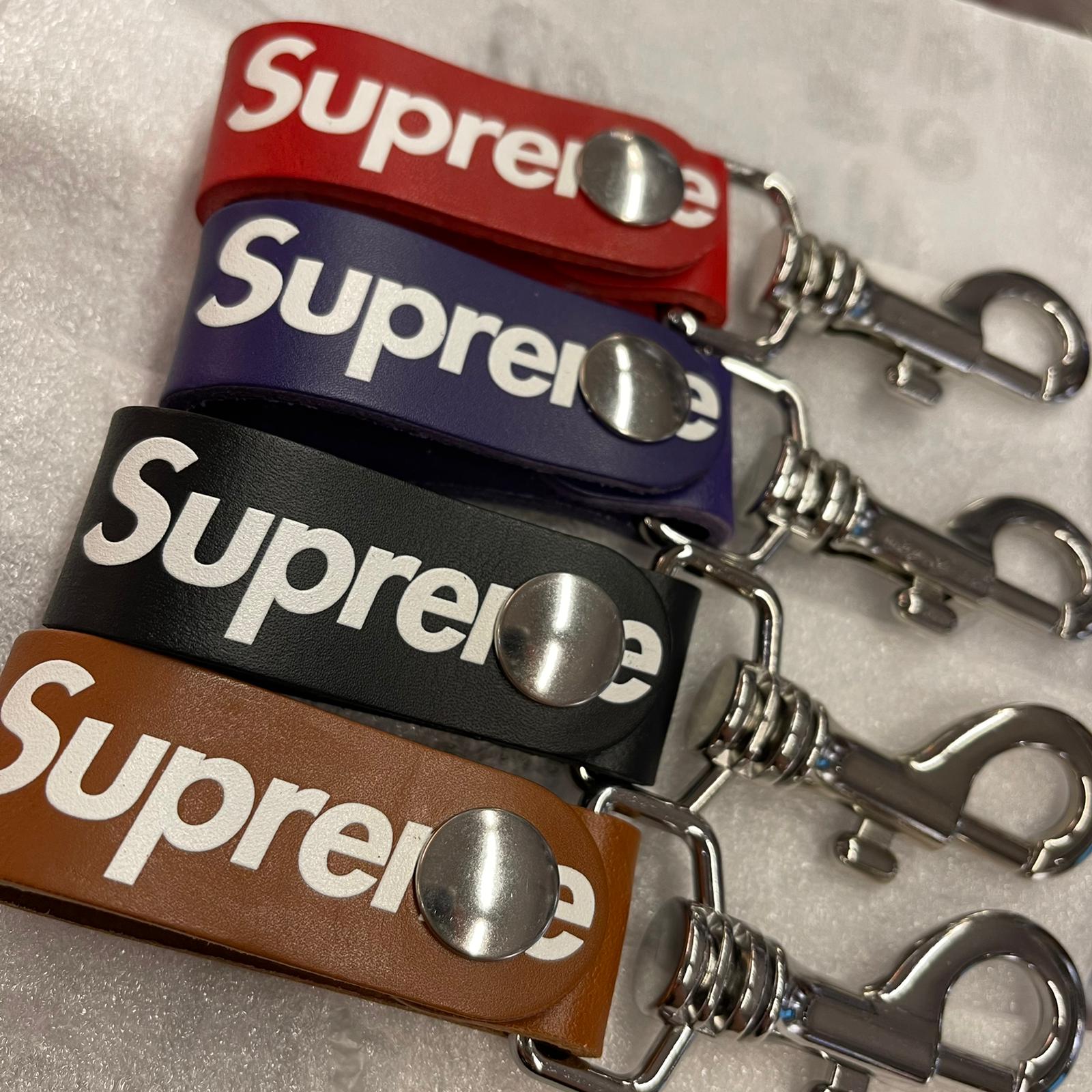 Supreme supreme leather key loop red Logo Red Leather Key loop FW21